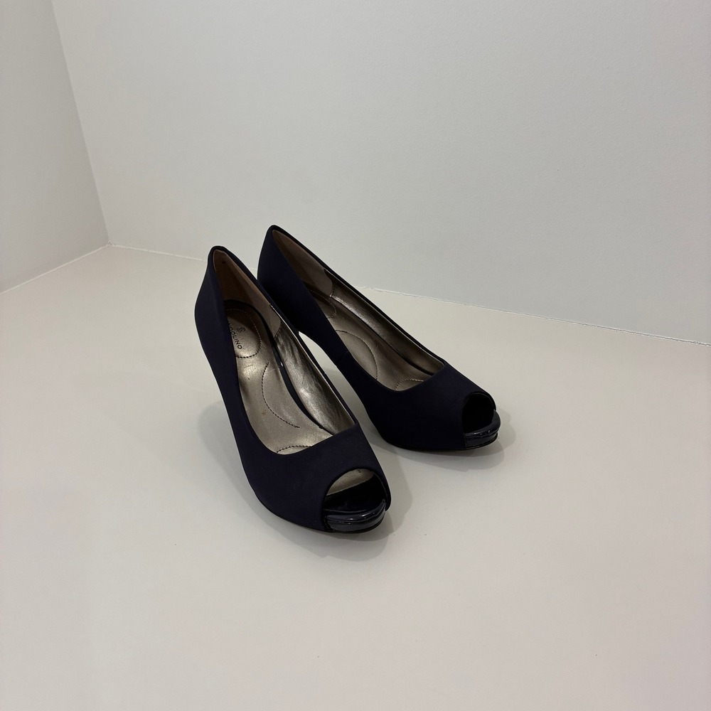 Bandolino Never Worn Navy Blue Peep Toe Platform Pumps with Stiletto Heel Shoes
